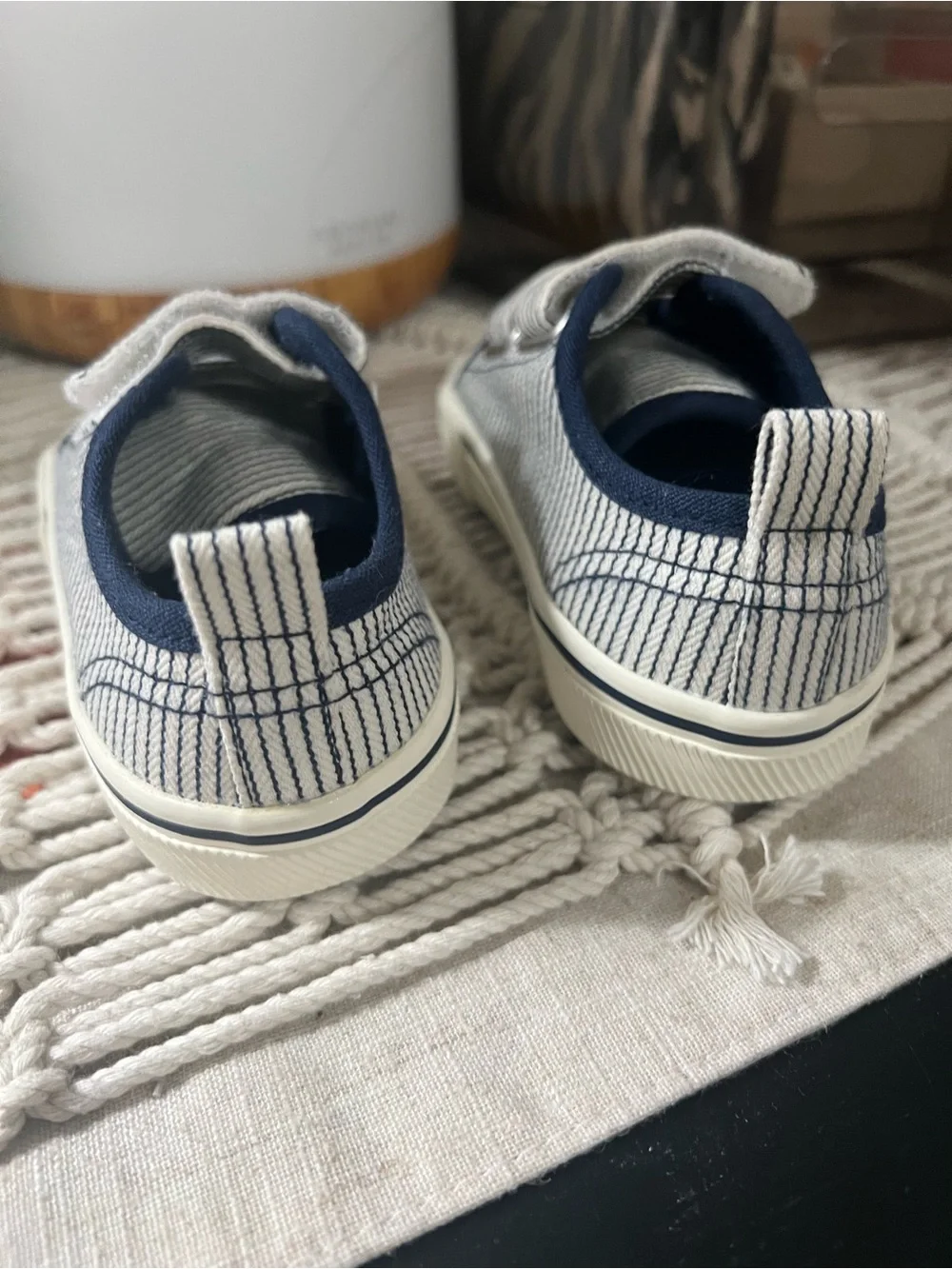 Toddler Navy Stripe Velcro Canvas Sneakers 7